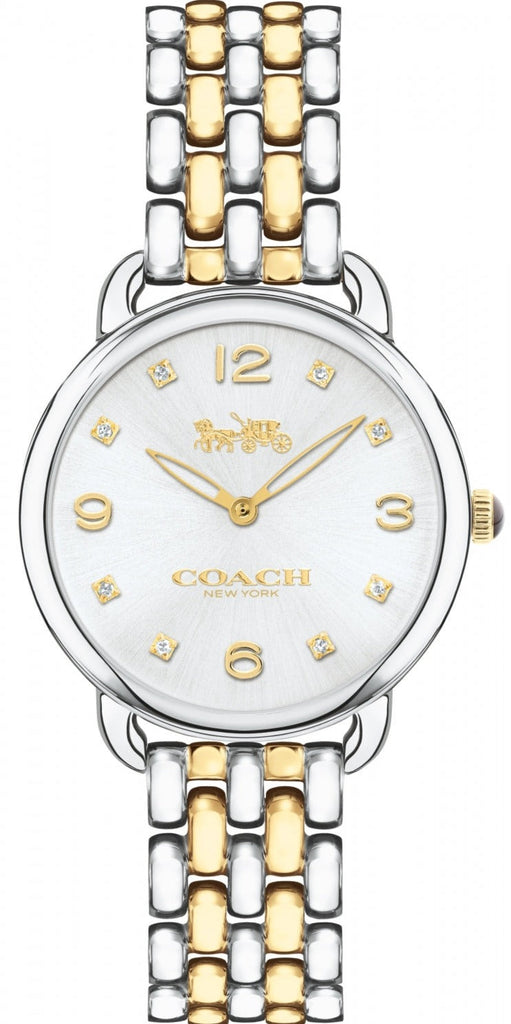 Coach Delancey Slim White Dial Two Tone Steel Strap Watch for Women - 14502784 Buy Now By Coach