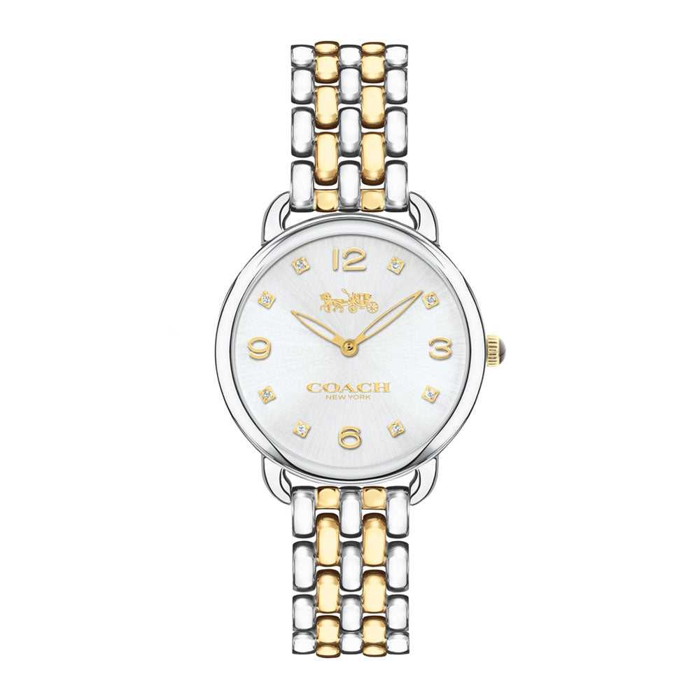 Coach Delancey Slim White Dial Two Tone Steel Strap Watch for Women - 14502784 Buy Now By Coach