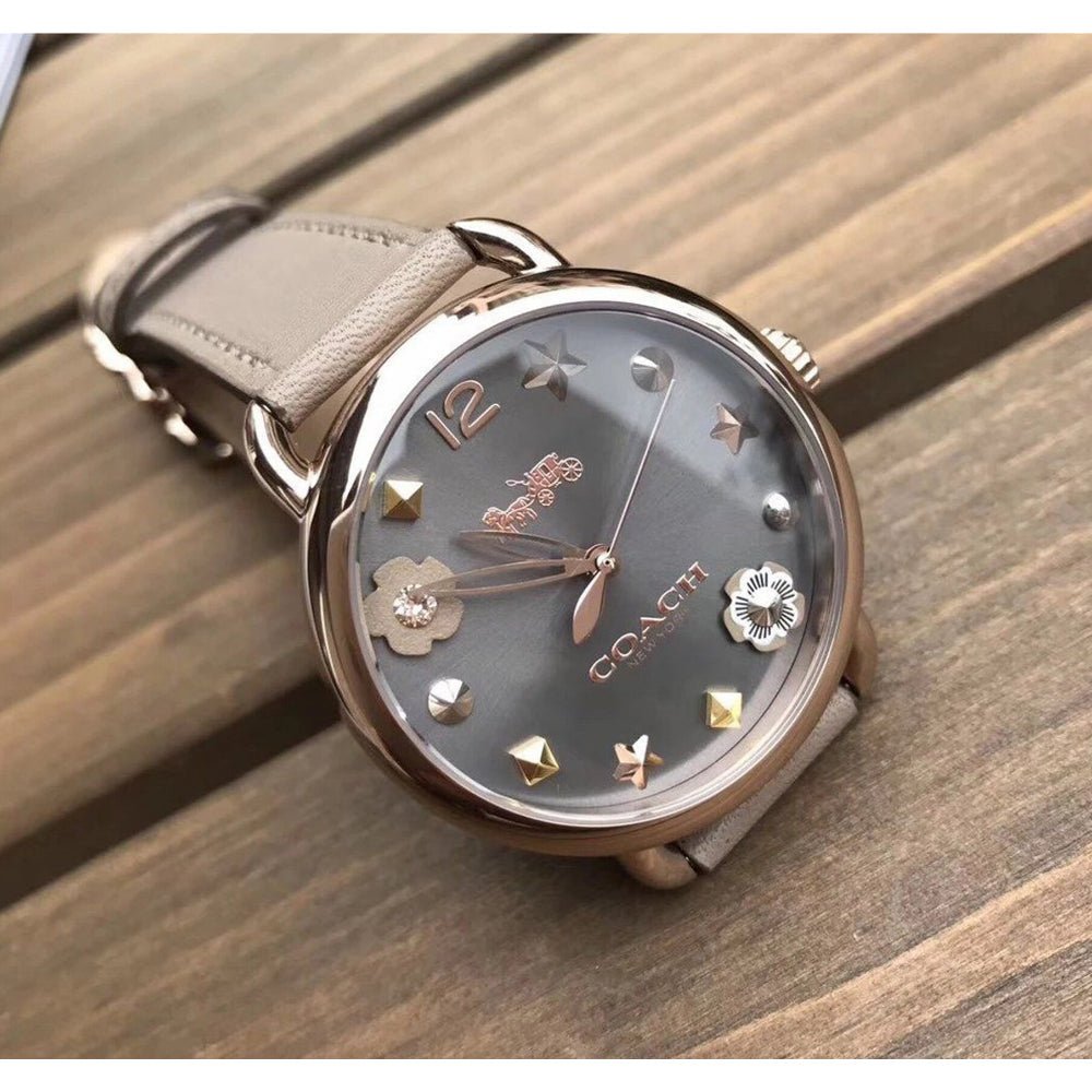 Coach Delancey Grey Dial Grey Leather Strap Watch For Women - 14502797 Buy Now By Coach