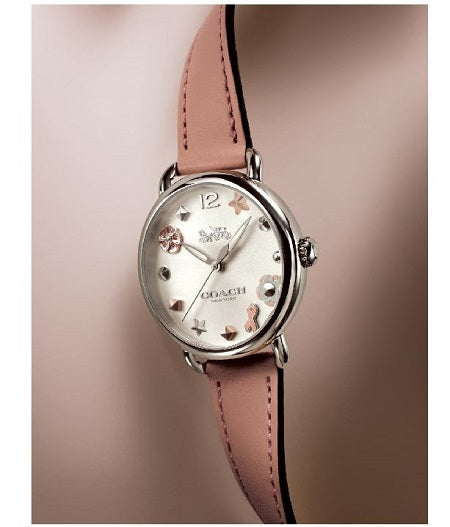 Coach Delancey White Dial Pink Leather Strap Watch for Women - 14502799 Buy Now By Coach
