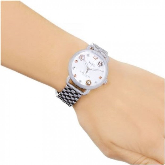 Coach Delancey White Dial Silver Steel Strap Watch for Women - 14502810 Buy Now By Coach