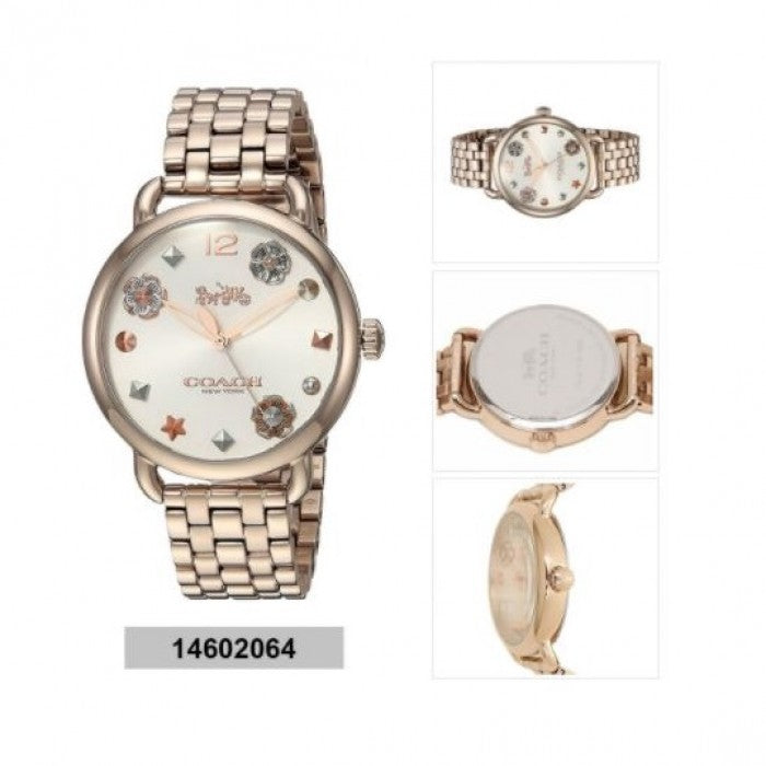 Coach Delancey White Dial Rose Gold Steel Strap Watch for Women - 14502811 Buy Now By Coach