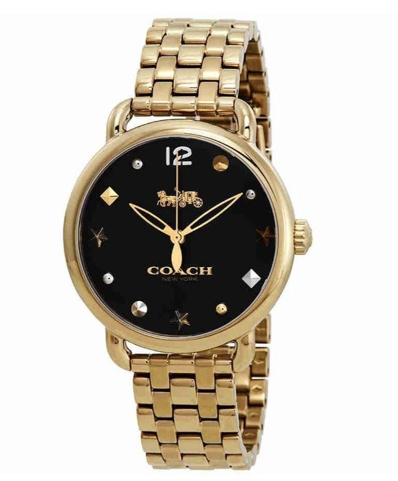 Coach Delancey Black Dial Gold Stainless Steel Strap Watch For Women - 14502813 Buy Now By Coach
