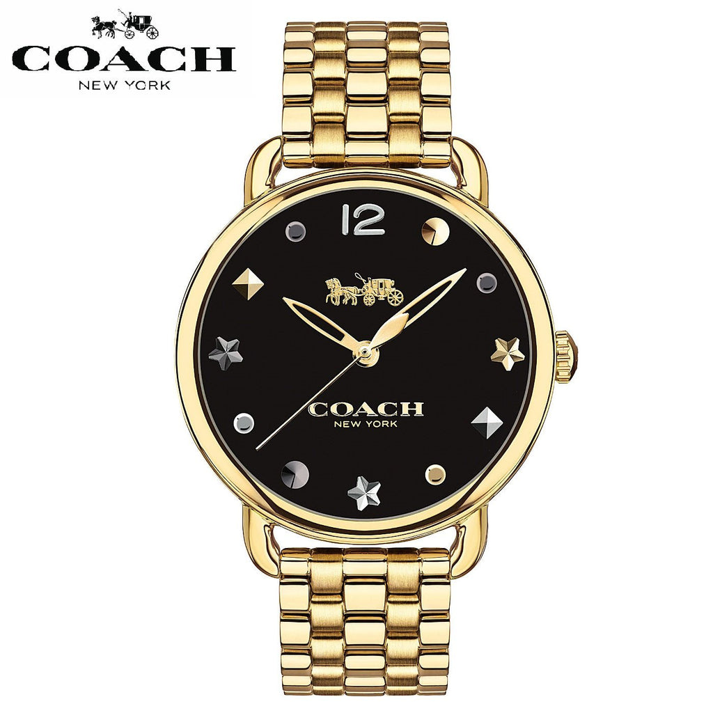 Coach Delancey Black Dial Gold Steel Strap Watch for Women - 14502813 Buy Now By Coach