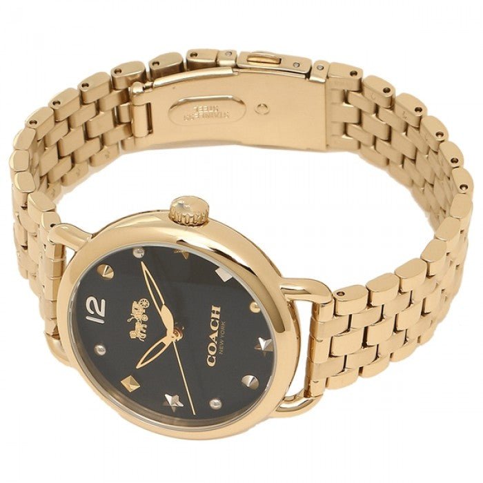 Coach Delancey Black Dial Gold Stainless Steel Strap Watch For Women - 14502813 Buy Now By Coach