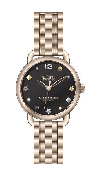 Coach Delancey Black Dial Gold Stainless Steel Strap Watch For Women - 14502813 Buy Now By Coach