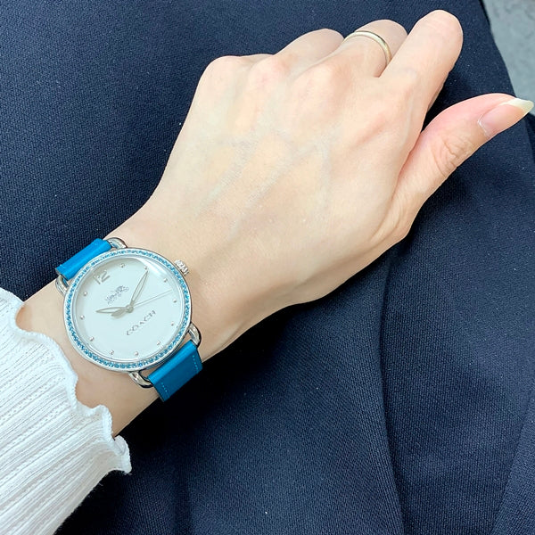 Coach Delancey White Dial Turquoise Leather Strap Watch for Women - 14502884 Buy Now By Coach