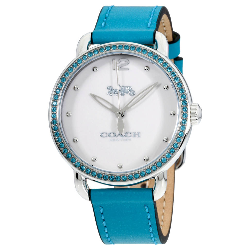 Coach Delancey White Dial Turquoise Leather Strap Watch for Women - 14502884 Buy Now By Coach
