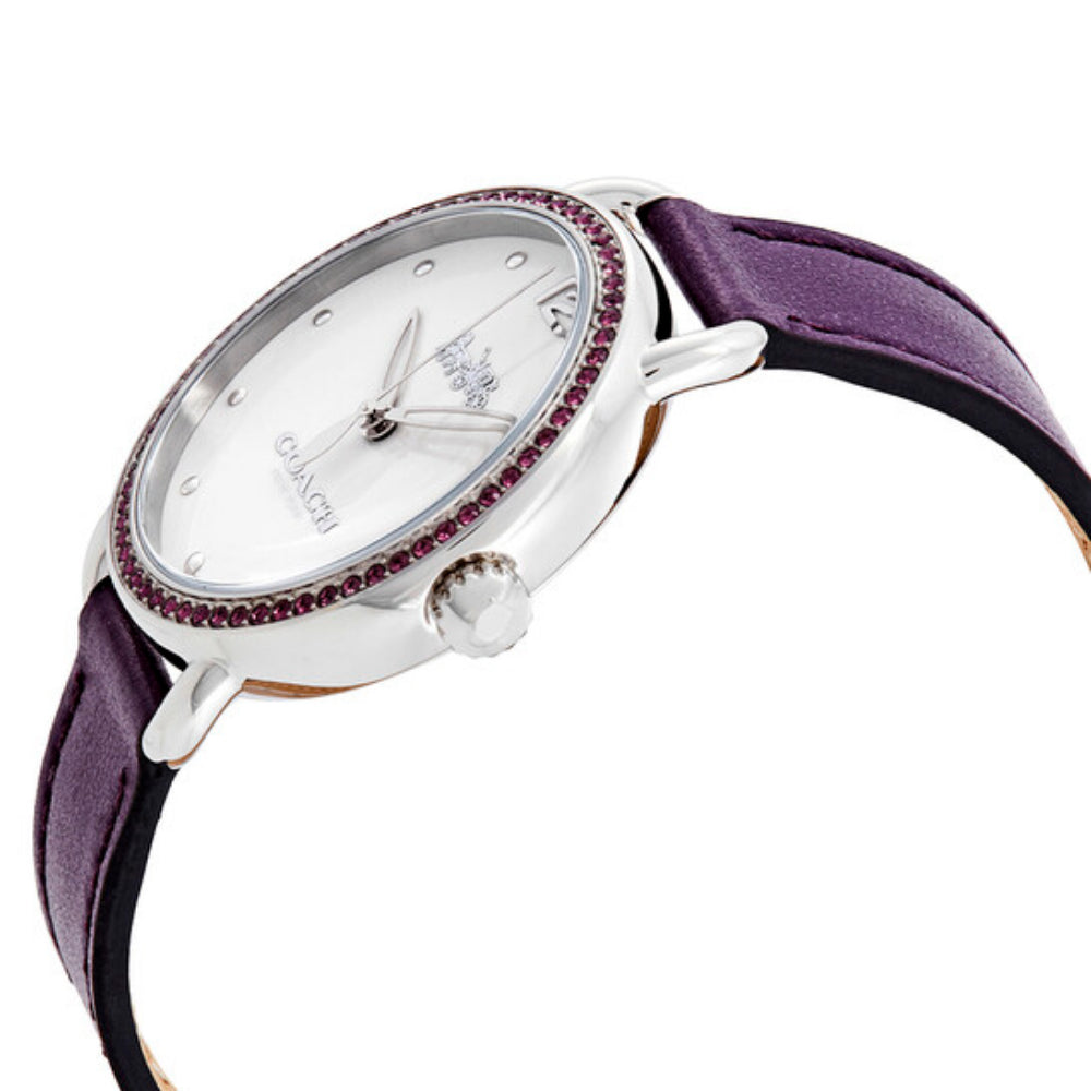 Coach Delancey White Dial Purple Leather Strap Watch for Women - 14502886 Buy Now By Coach