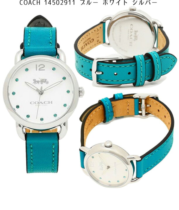 Coach Delancey White Dial Turquoise Leather Strap Watch for Women - 14502884 Buy Now By Coach