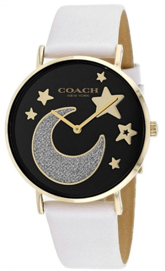 Coach Perry Black Dial White Leather Strap Watch for Women - 14503041 Buy Now By Coach