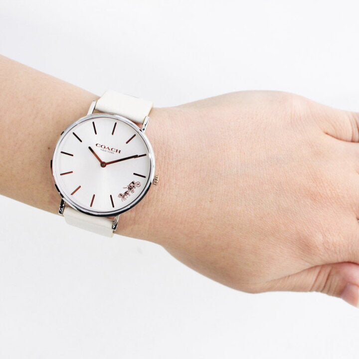 Coach Perry White Dial White Leather Strap Watch for Women - 14503117 Buy Now By Coach
