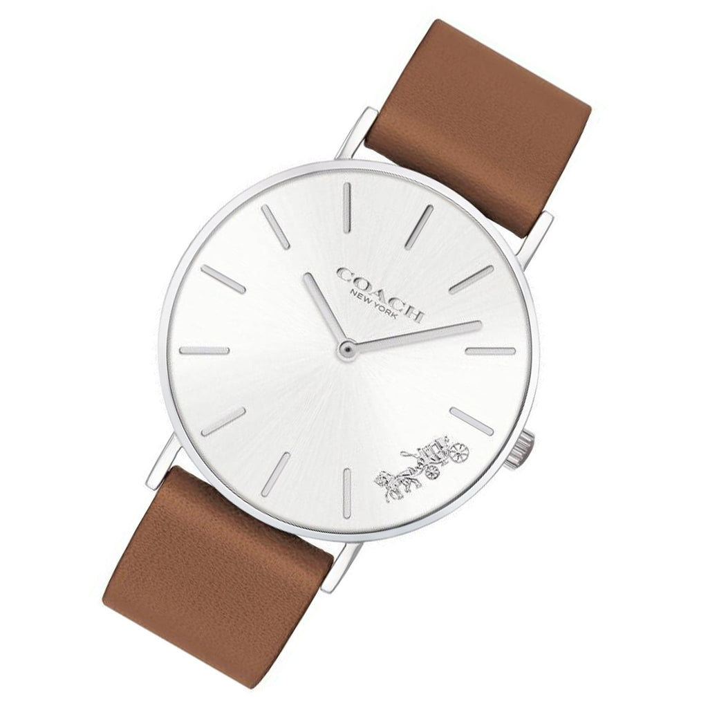 Coach Perry Silver Dial Brown Leather Strap Watch for Women - 14503120 Buy Now By Coach