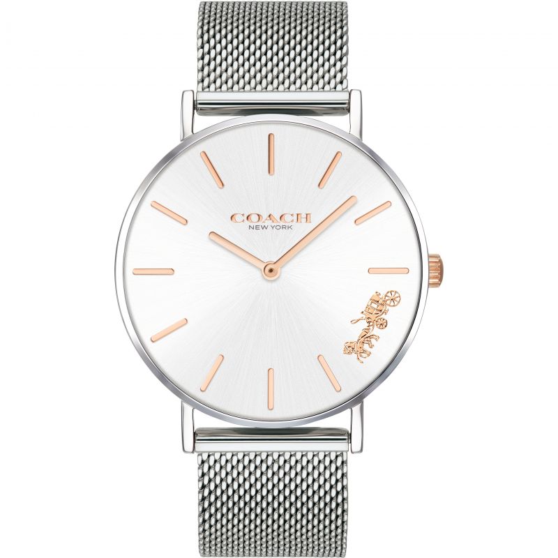 Coach Perry White Dial Silver Mesh Bracelet Watch for Women - 14503124 Buy Now By Coach