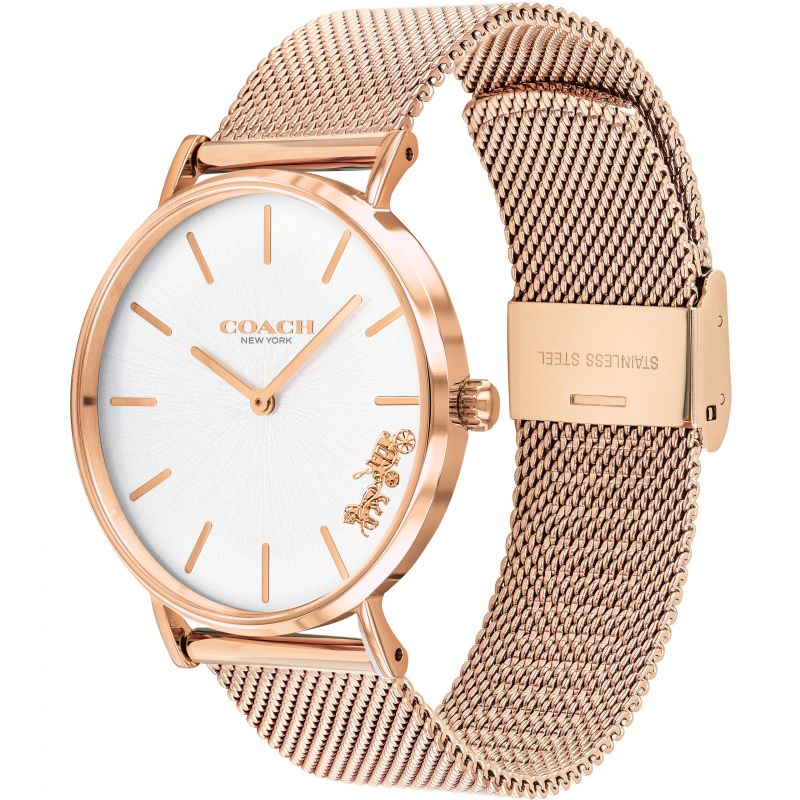 Coach Perry White Rose Gold Mesh Bracelet Watch for Women - 14503126 Buy Now By Coach