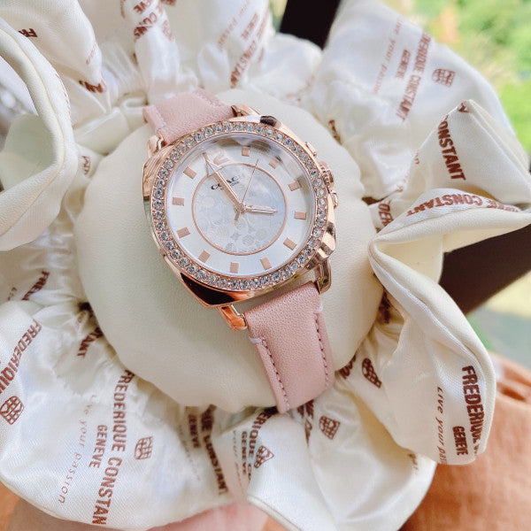 Coach Boyfriend Mother of Pearl White Dial Pink Leather Strap Watch for Women - 14503151 Buy Now By Coach
