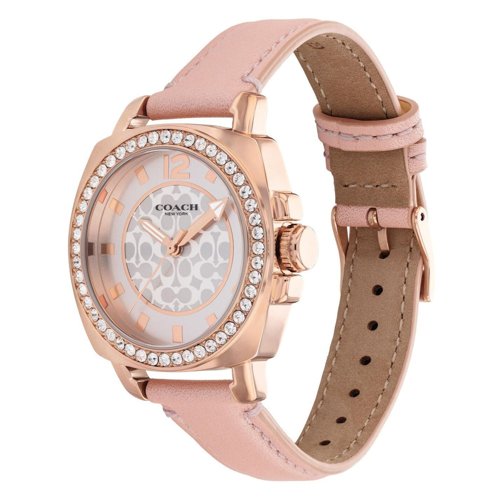 Coach Boyfriend Mother of Pearl White Dial Pink Leather Strap Watch for Women - 14503151 Buy Now By Coach