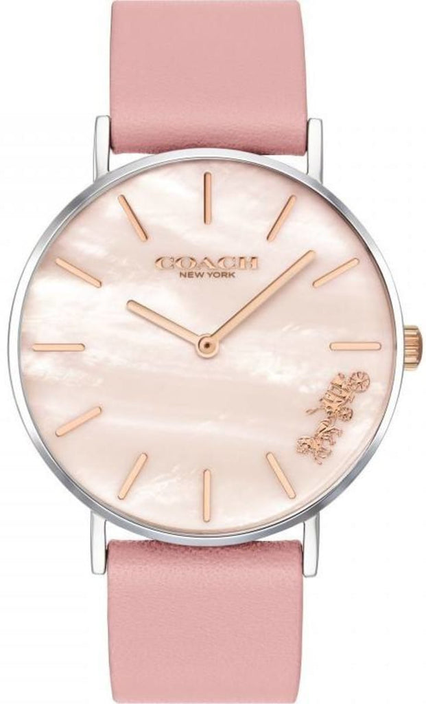 Coach Perry Mother of Pearl Pink Dial Pink Leather Strap Watch for Women - 14503244 Buy Now By Coach