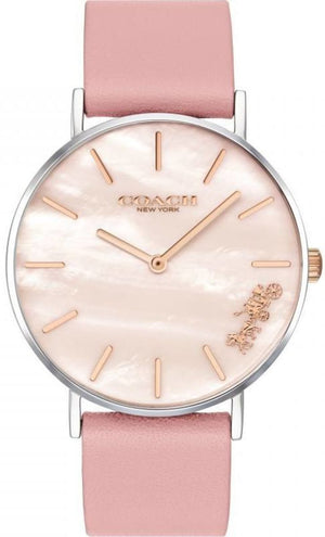 Coach Perry Mother of Pearl Pink Dial Pink Leather Strap Watch for Women - 14503244 Buy Now By Coach
