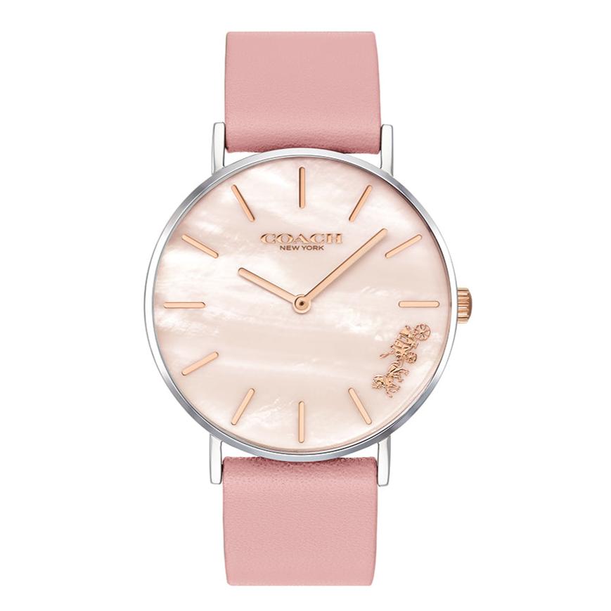 Coach Perry Mother of Pearl Pink Dial Pink Leather Strap Watch for Women - 14503244 Buy Now By Coach