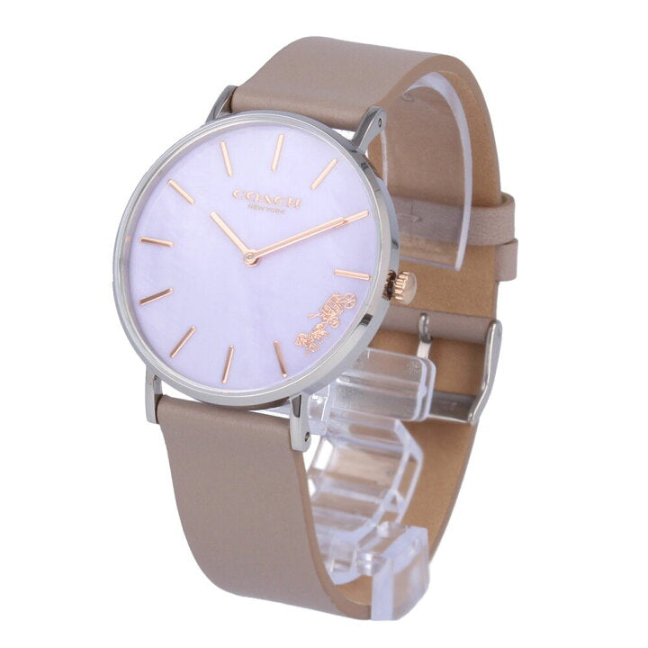Coach Perry Mother of Pearl Dial Light Grey Leather Strap Watch for Women - 14503245 Buy Now By Coach