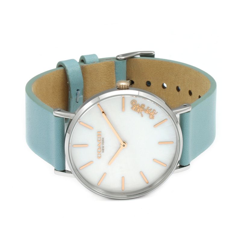 Coach Perry Mother of Pearl White Dial Blue Leather Strap Watch for Women - 14503271 Buy Now By Coach
