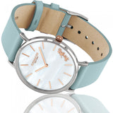 Coach Perry Mother of Pearl White Dial Blue Leather Strap Watch for Women - 14503271 Buy Now By Coach