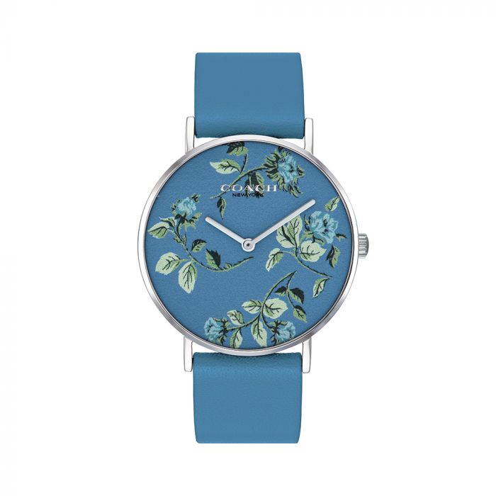 Coach Perry Floral Blue Dial Blue Leather Strap Watch for Women - 14503294 Buy Now By Coach