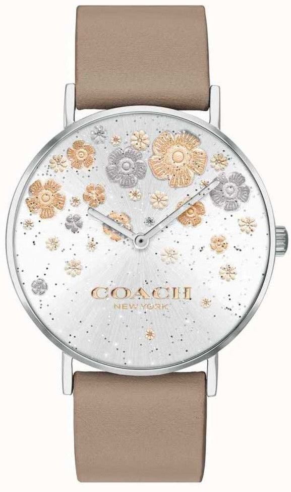 Coach Perry Quartz Silver Dial Brown Leather Strap Watch for Women - 14503326 Buy Now By Coach