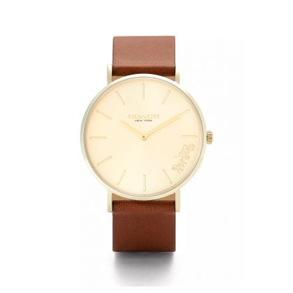 Coach Perry Gold Dial Brown Leather Strap Watch for Women - 14503331 Buy Now By Coach