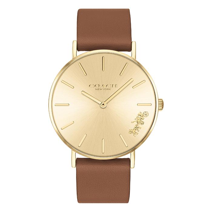 Coach Perry Gold Dial Brown Leather Strap Watch for Women - 14503331 Buy Now By Coach