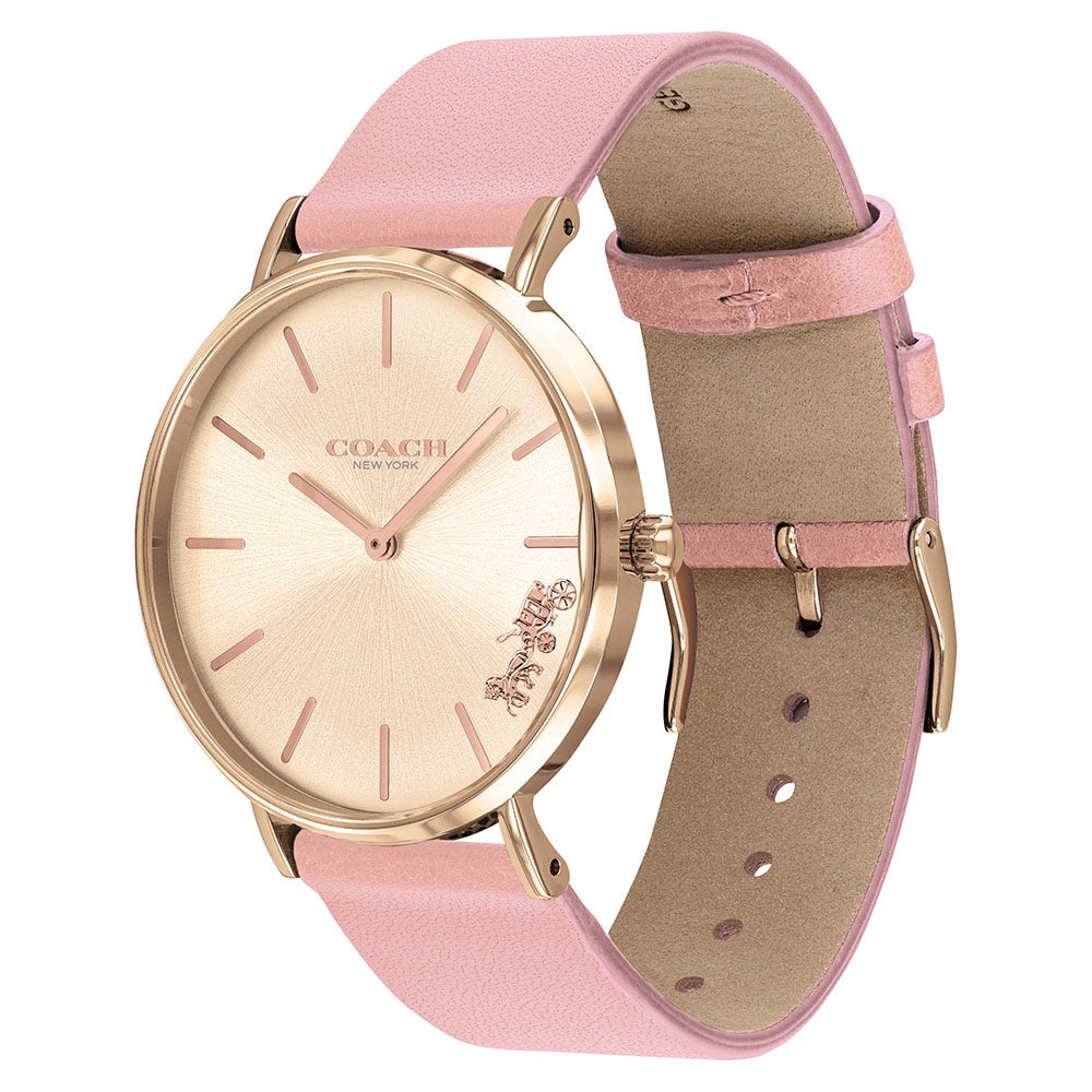 Coach Delancey Gold Dial Pink Leather Strap Watch for Women - 14503332 Buy Now By Coach