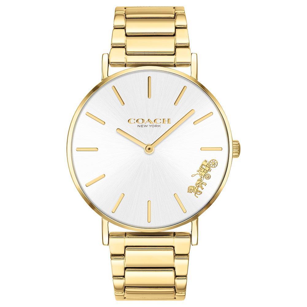 Coach Perry White Dial Gold Steel Strap Watch for Women - 14503345 Buy Now By Coach