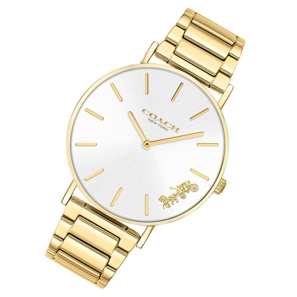 Coach Perry White Dial Gold Steel Strap Watch for Women - 14503345 Buy Now By Coach