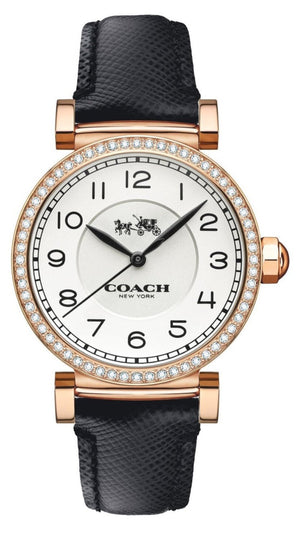 Coach Madison White Dial Black Leather Strap Watch for Women - 14503396 Buy Now By Coach