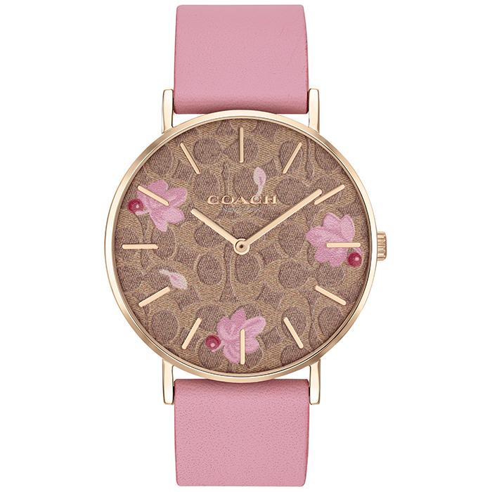 Coach Perry Floral Motif Fawn Dial Pink Leather Strap Watch for Women - 14503442 Buy Now By Coach