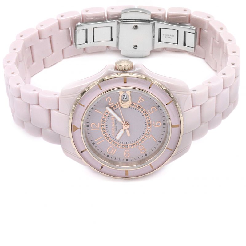 Coach Preston Pink Dial Pink Steel Strap Watch for Women - 14503463 Buy Now By Coach