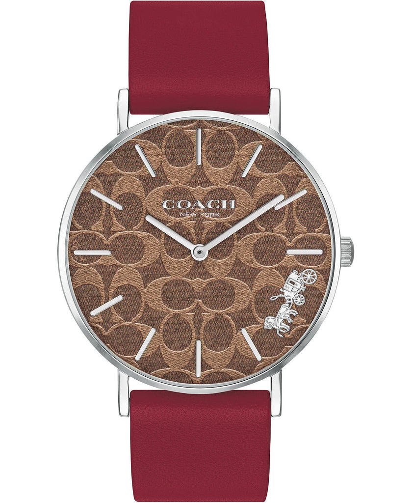 Coach Perry Coffee Brown Dial Red Leather Strap Watch for Women - 14503474 Buy Now By Coach