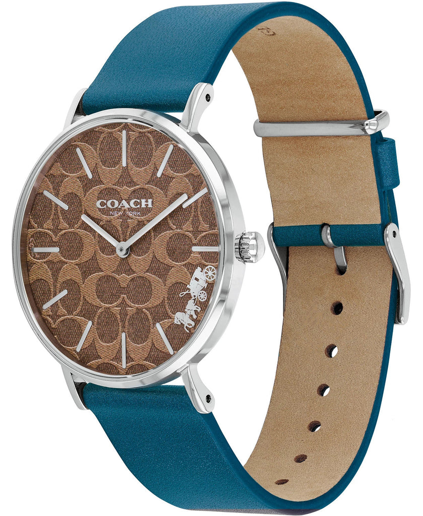 Coach Perry Coffee Dial Blue Leather Strap Watch for Women - 14503475 Buy Now By Coach