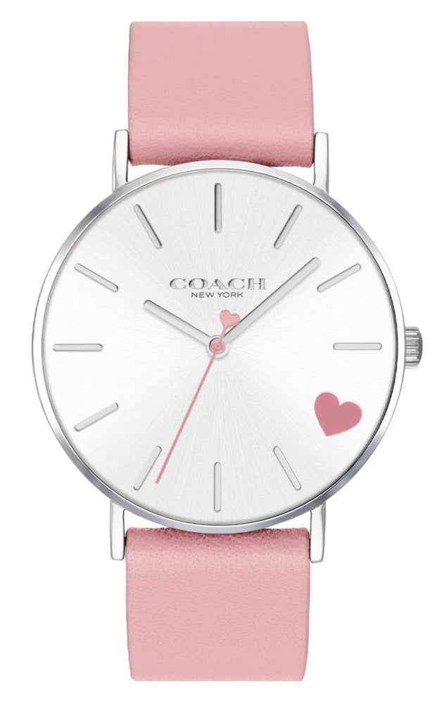 Coach Perry Silver Dial Pink Leather Strap Watch for Women - 14503516 Buy Now By Coach