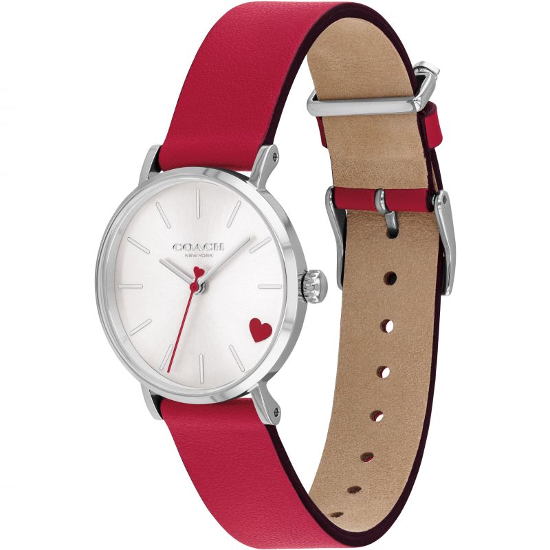 Coach Perry Silver Dial Red Leather Strap Watch for Women - 14503515 Buy Now By Coach