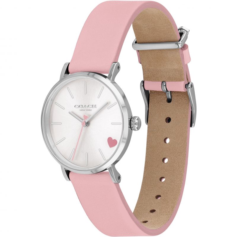 Coach Perry Silver Dial Pink Leather Strap Watch for Women - 14503516 Buy Now By Coach