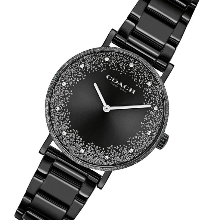 Coach Perry Black Ion Plated Dial Black Steel Strap Watch for Women - 14503641 Buy Now By Coach