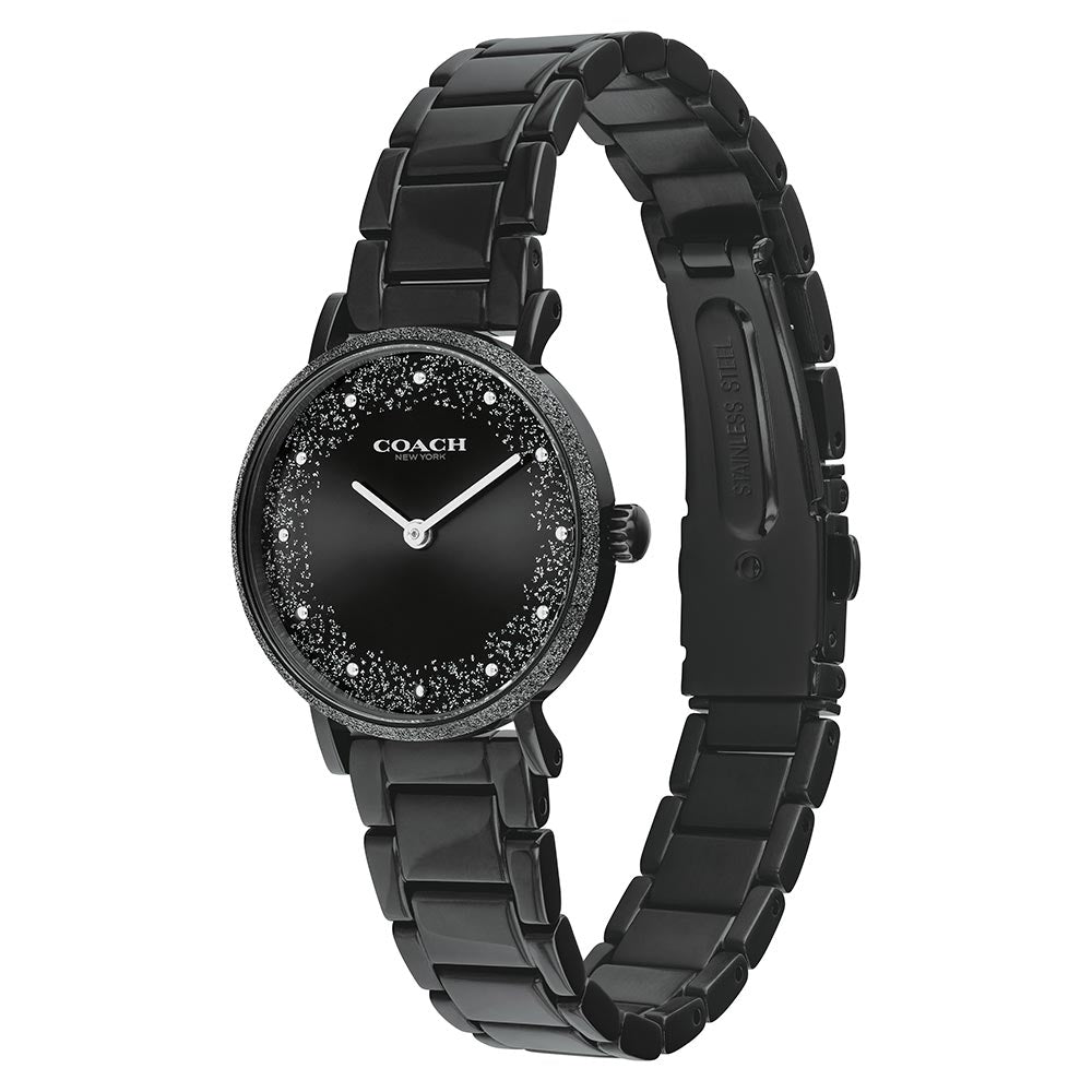 Coach Perry Black Ion Plated Dial Black Steel Strap Watch for Women - 14503641 Buy Now By Coach