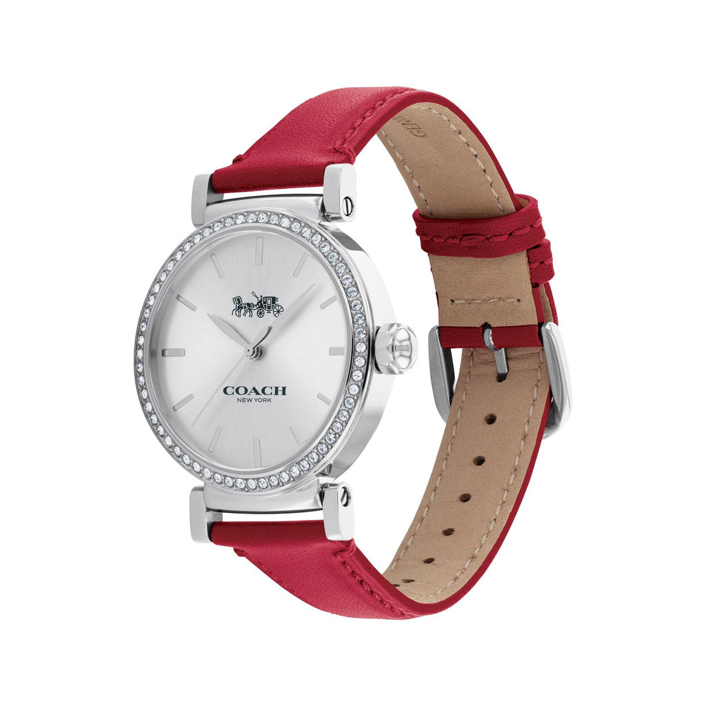 Coach Delancey White Dial Red Leather Strap Watch for Women - 14502878 Buy Now By Coach