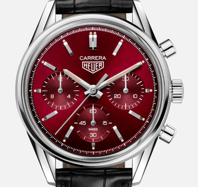 Tag Heuer Carrera Automatic Chronograph Red Dial Black Leather Strap Watch for Men - CBK221G.FC6479 Buy Now By Tag Heuer