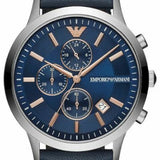 Emporio Armani Renato Chronograph Blue Dial Black Leather Strap Watch For Men - AR11216 Buy Now By Emporio Armani