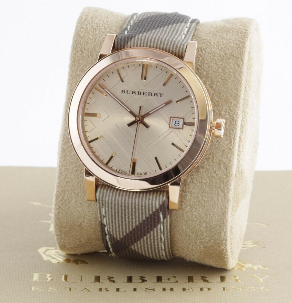 Burberry The City Rose Gold Dial Brown Leather Strap Watch for Women - BU9040 Buy Now By Burberry