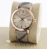 Burberry The City Rose Gold Dial Brown Leather Strap Watch for Women - BU9040 Buy Now By Burberry