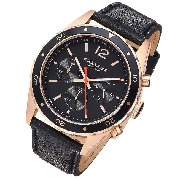 Coach Sullivan Chronograph Black Dial Black Leather Strap Watch for Men - 14602087 Buy Now By Coach